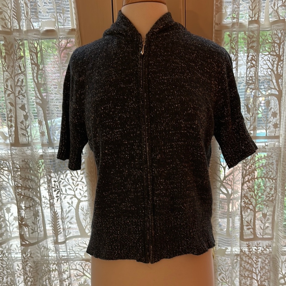 Harley-Davidson Black Zip-Up Metallic Sweater